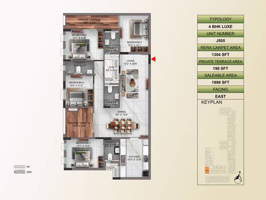 TVS Emerald Verde Vista 4 BHK Luxe floor plan