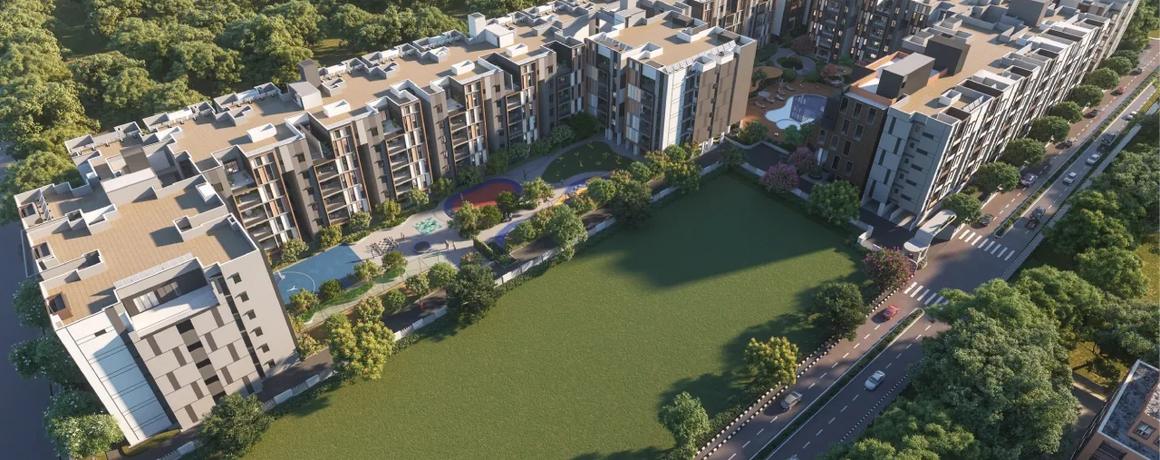 TVS Emerald Verde Vista – Aerial view around the central greens (artist's impression)